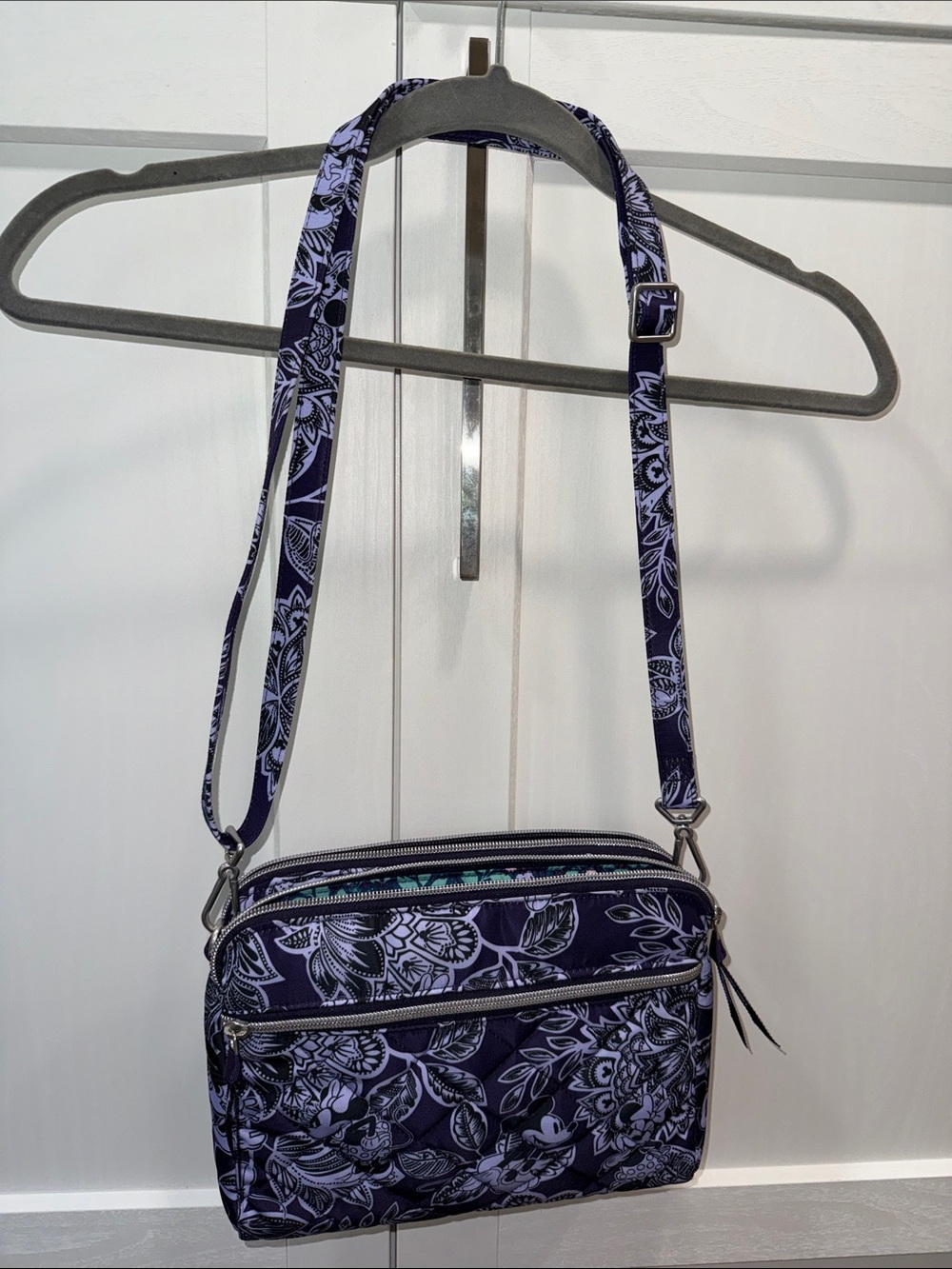 Disney Vera Bradley Mickey and Minnie Flirty Floral  Floral Crossbody. Nylon